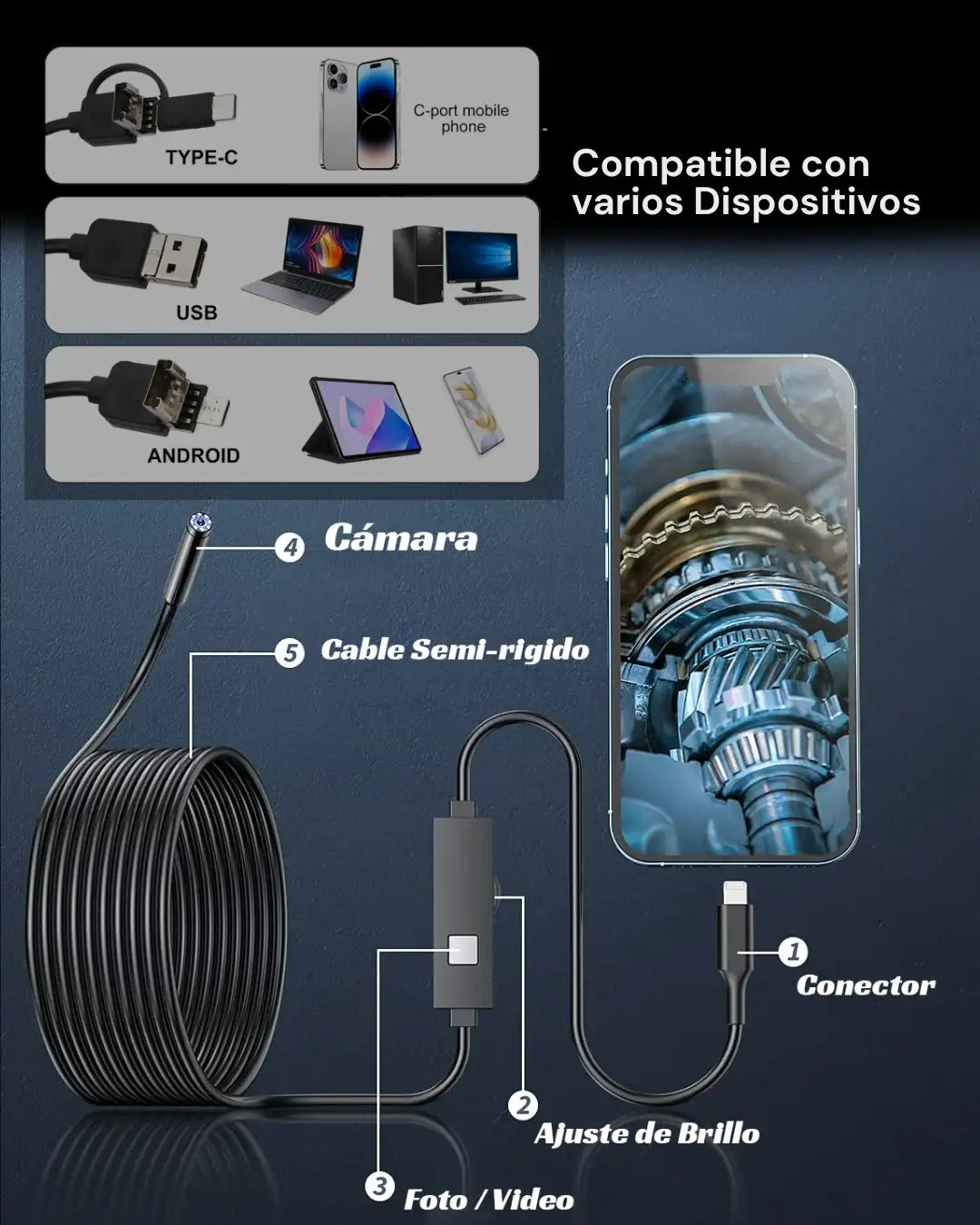 CÁMARA ENDOSCOPIO PARA CELULAR - C-ENDO PRO